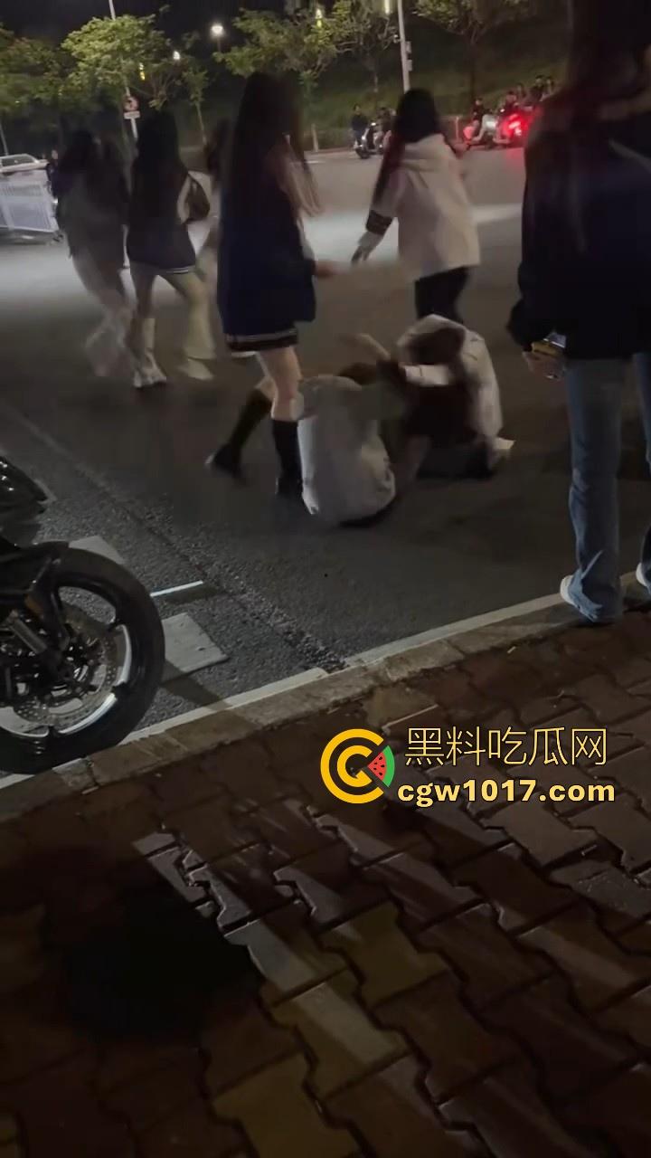广东潮汕精神小妹街头火拼!多人围殴两人,扯头脚踢肚子跟下体,打得有来有回,好看精神小妹打架观赏性就很足!-3